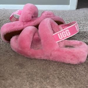 UGG pink slipper 2 strap slides